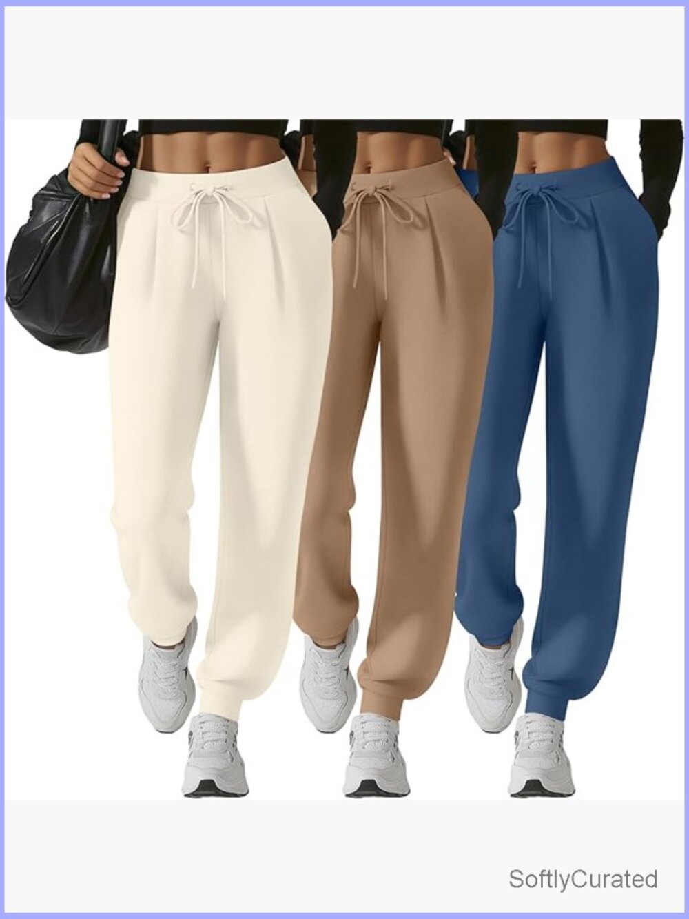 3 Pack Yoga Joggers Pants Women Drawstring Sweatpants Pockets Workout Lounge